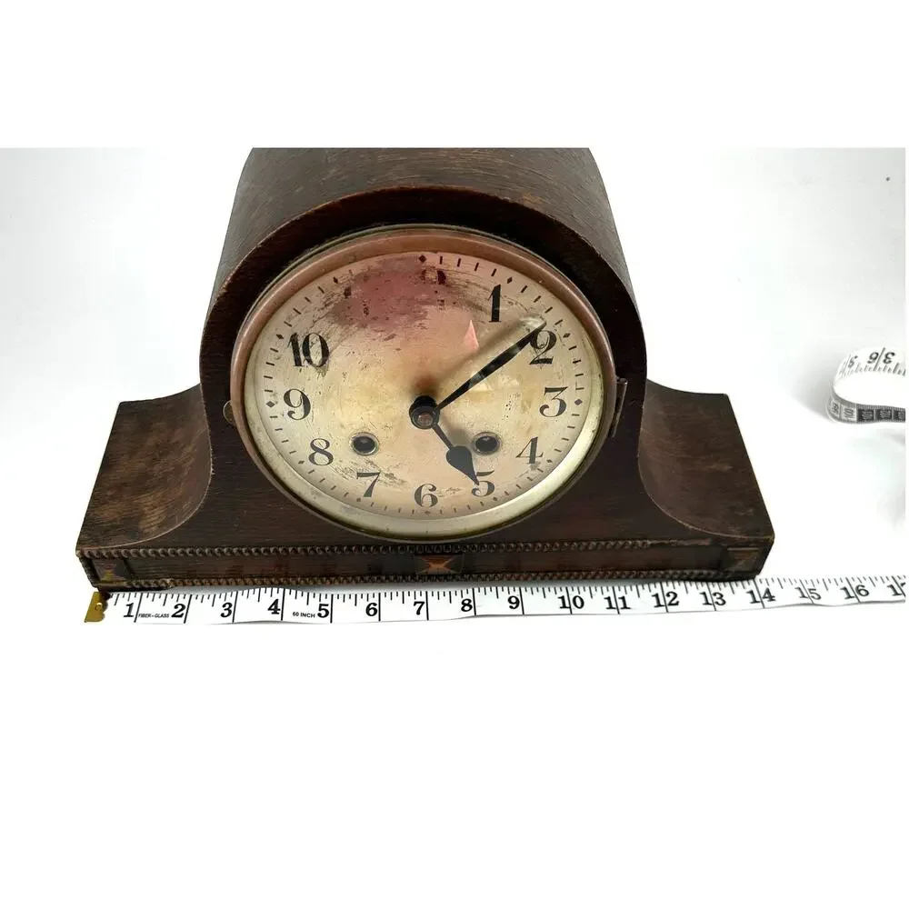 Art Deco Tambour Mantel Clock – Unbranded Wood Case – Mechanical Two-Wind Pendul